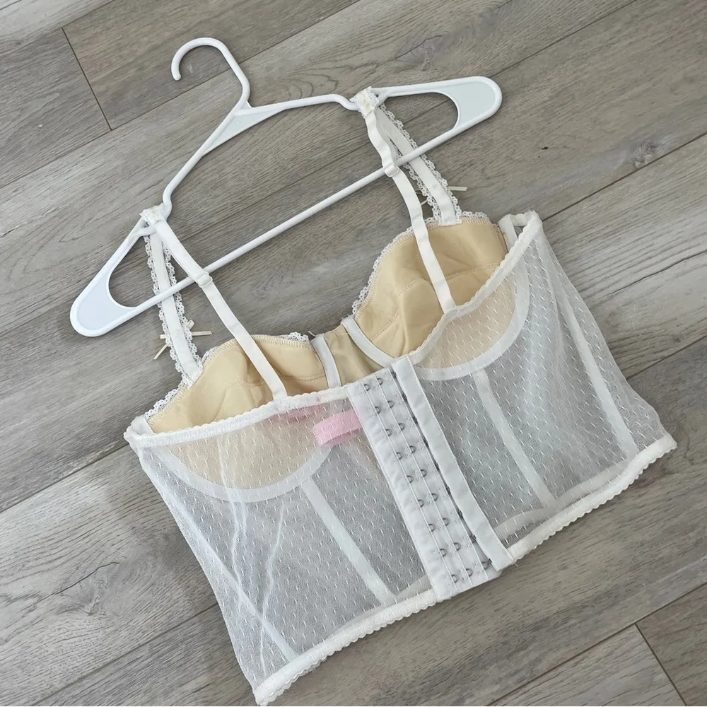 Sugar Thrillz Corset sheer ruffle lace womens White (large) peasant romantic - Image 4