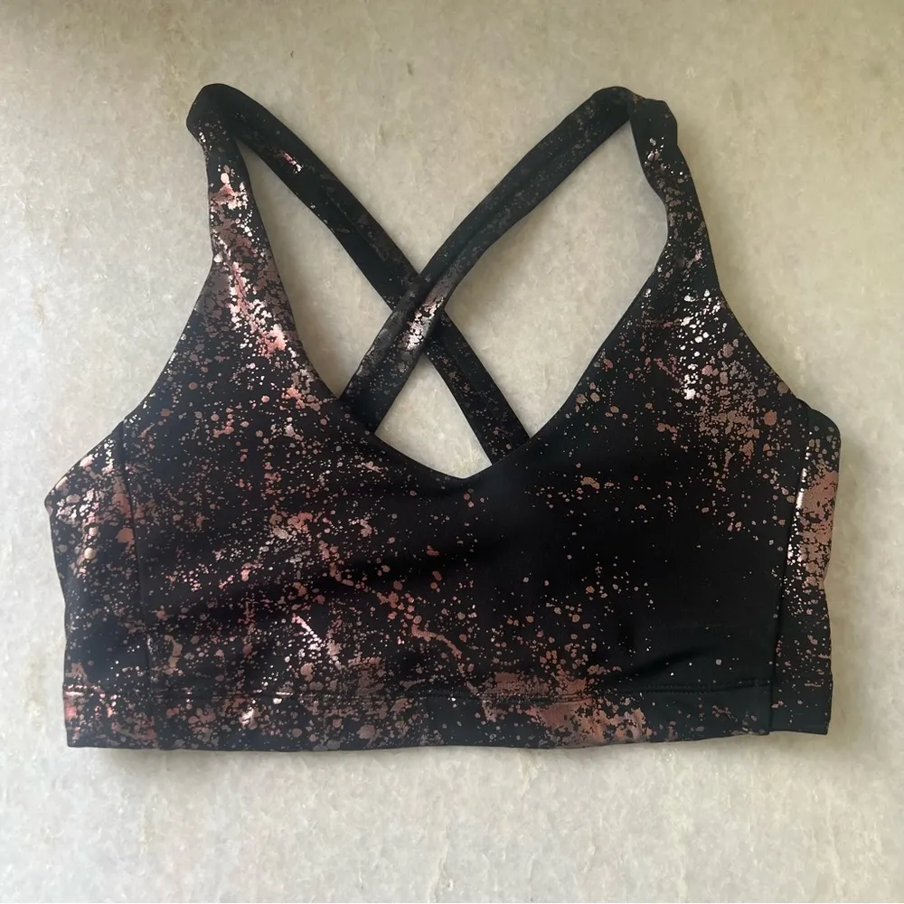 Art Foil Rose Gold Splatter Cross Back Bra sz XS - Image 4