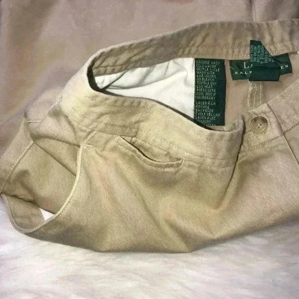 Lauren Ralph Lauren Vintage High Waisted Khaki Shorts‎ Sz 14 - Image 5