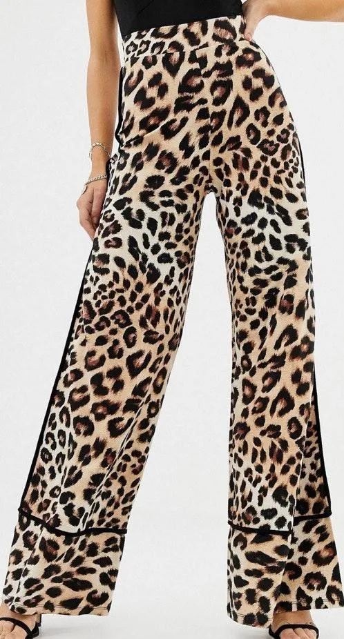 Wide Leg Leopard Pants - Image 3