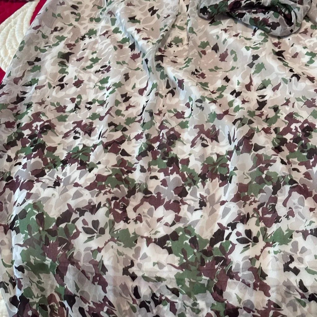 TAKHO Women's Chiffon Floral Print Tunic Dress Mini Sleeves White Size L - Image 4