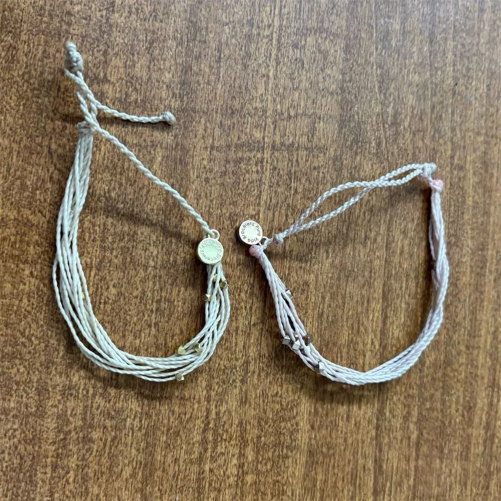 Pura Vida Bracelets Stackable Beaded Anklets Set of 2 Gold Tone Charm - Image 4