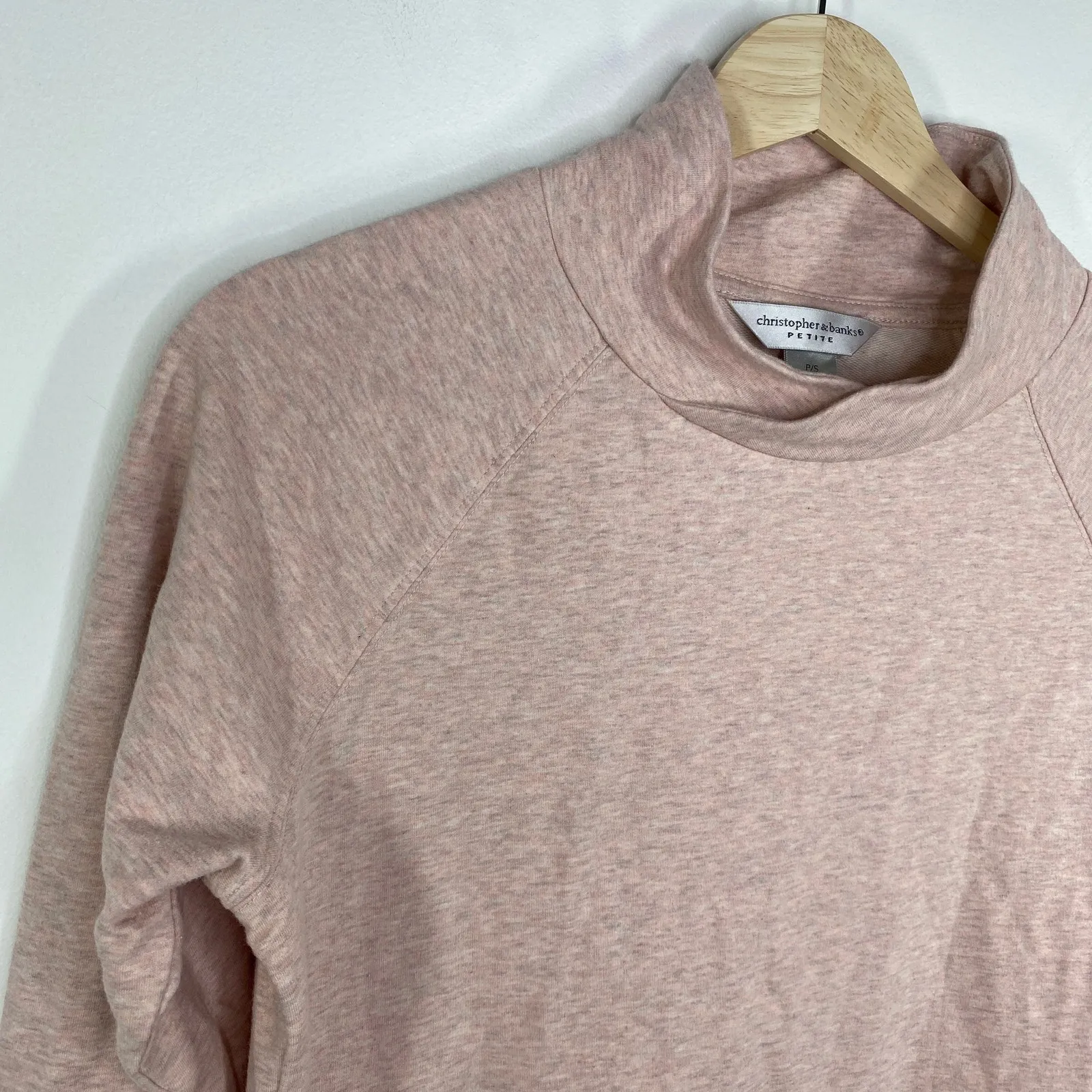 Christopher & Banks Pink Mock Neck Sweatshirt Women's Size Small Petite SP - Image 3