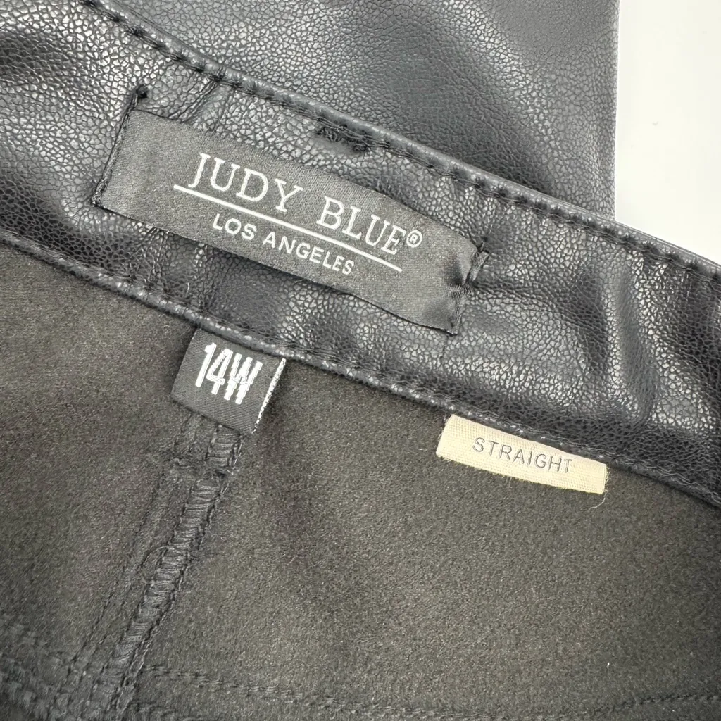 Judy Blue Faux Leather Tummy Control High Rise Straight Pants Black Size 14W NWT - Image 5