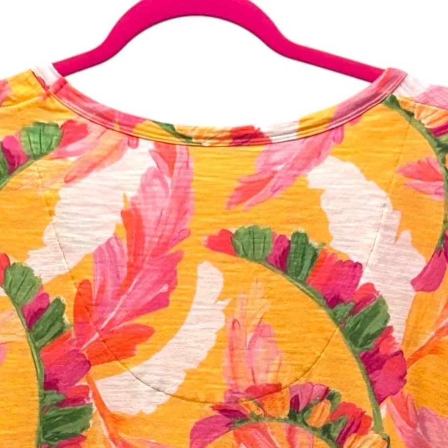 Chicos Leaf Tropical Top Orange XXL Or 4 - Image 4