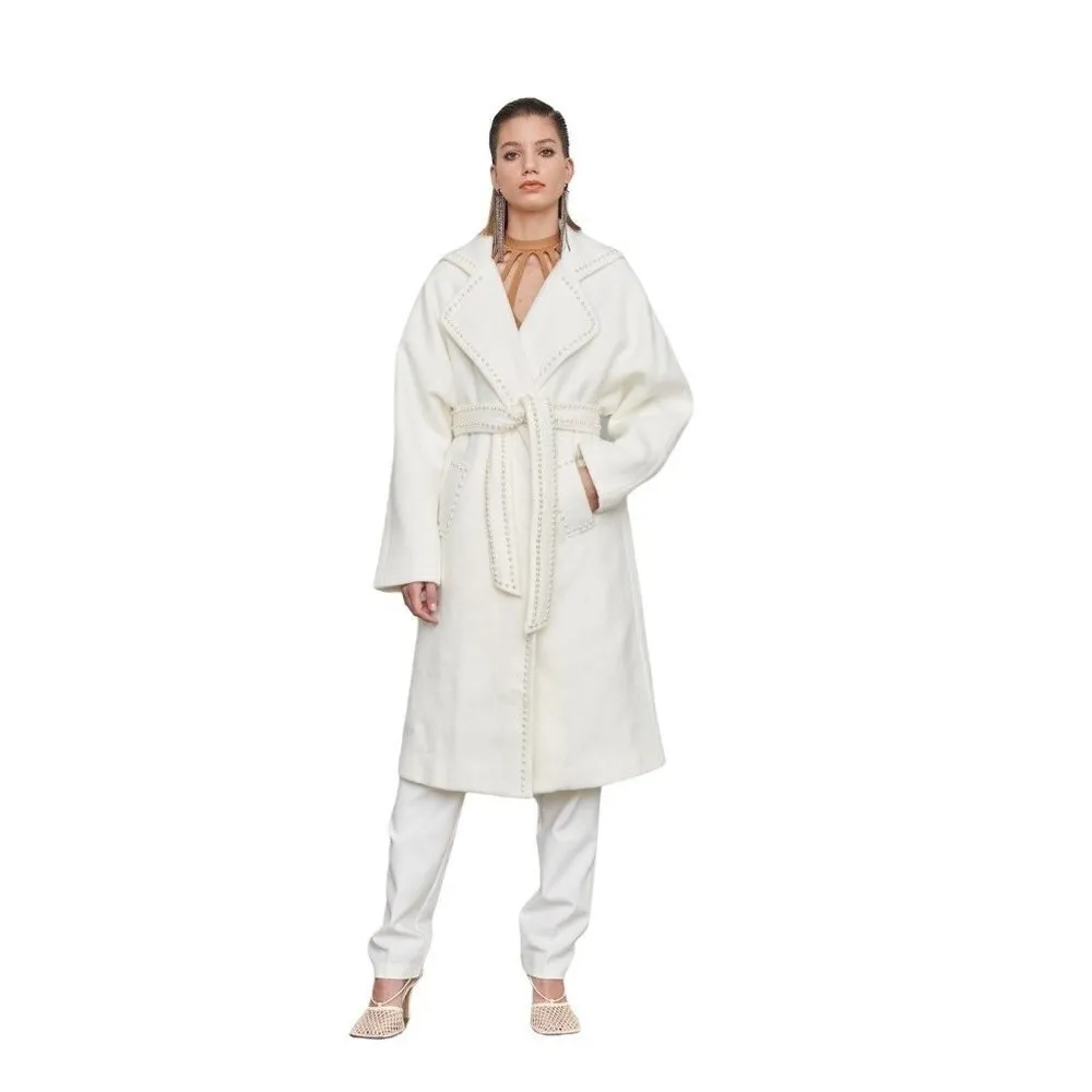 Atoir Addicted To Love Pearl Coat in Cloud Large New Womens Trench Jacket White - Image 12