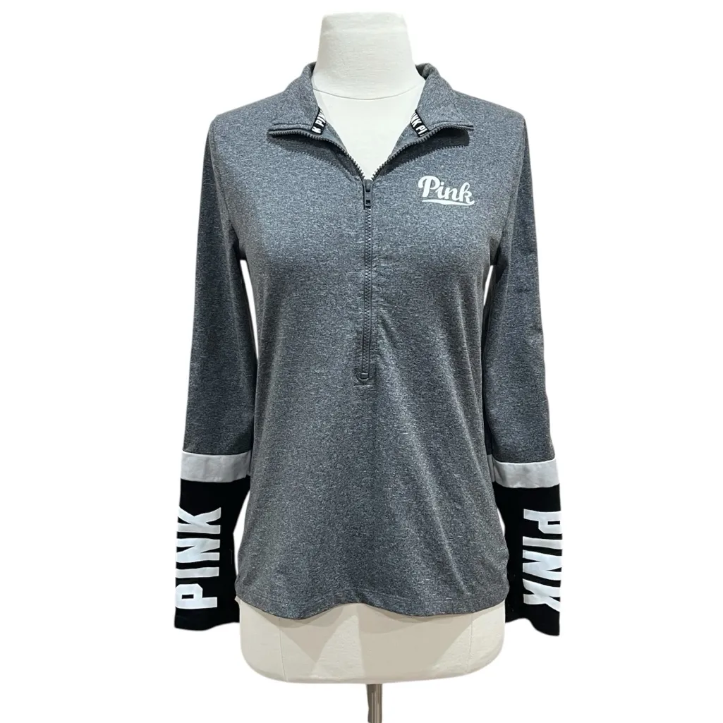 Victoria's Secret PINK Heather Grey Ultimate 1/2 Zip Pullover Size Small - Image 10