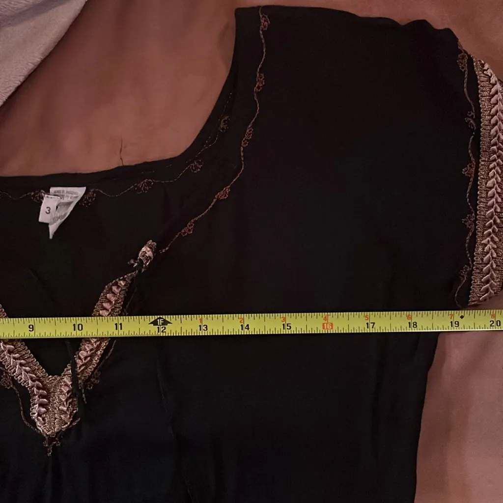 🛍️ Moroccan embroidered shirt 3/4 sleeve tunic Black - Image 7