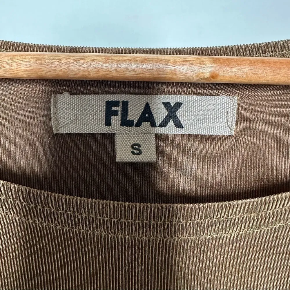 FLAX Brown Long Sleeve Slinky Top Size Small - Image 4