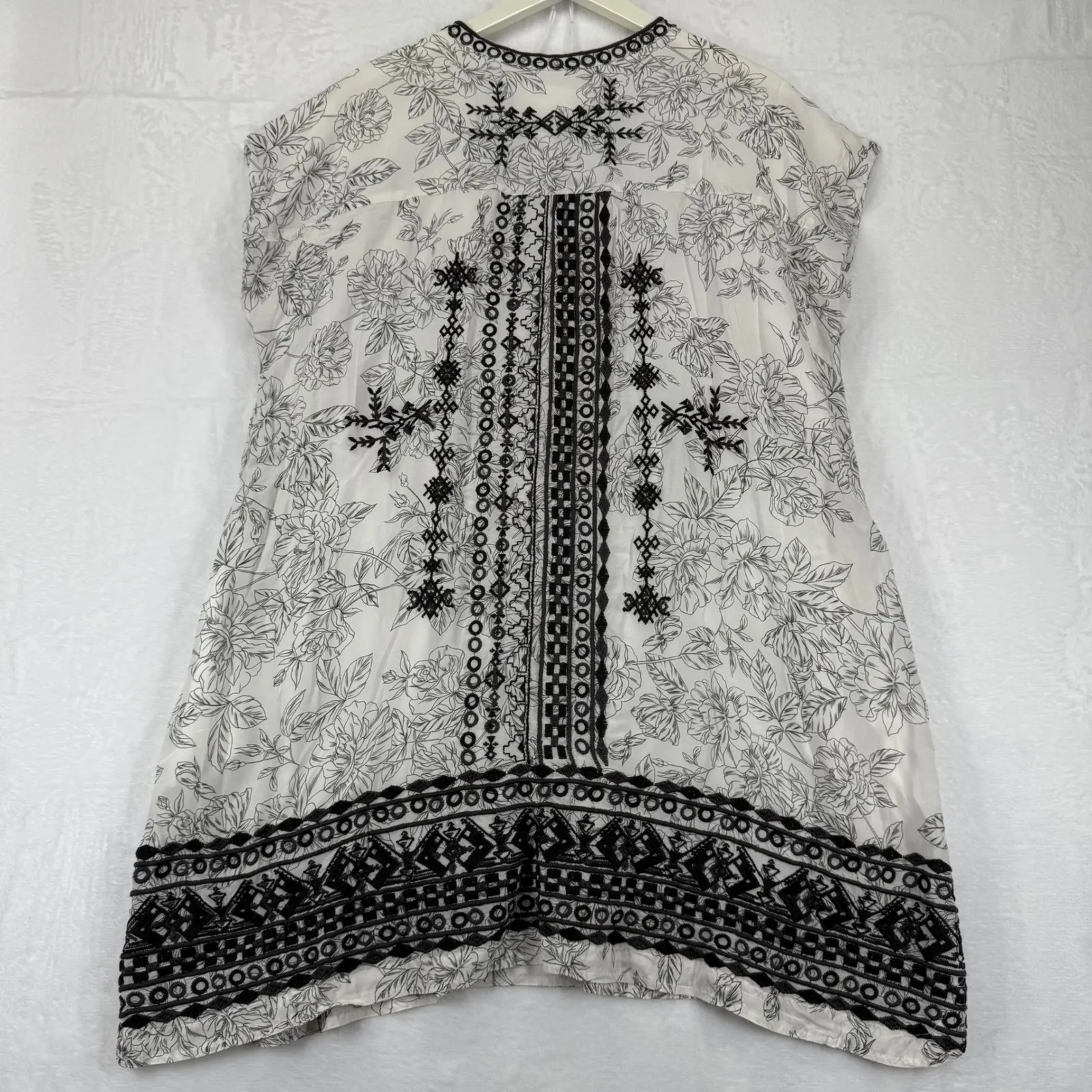 JOHNNY WAS KANCHAI DRESS Size L Embroidered Floral Print Linen Blend Tunic‎ - Image 11