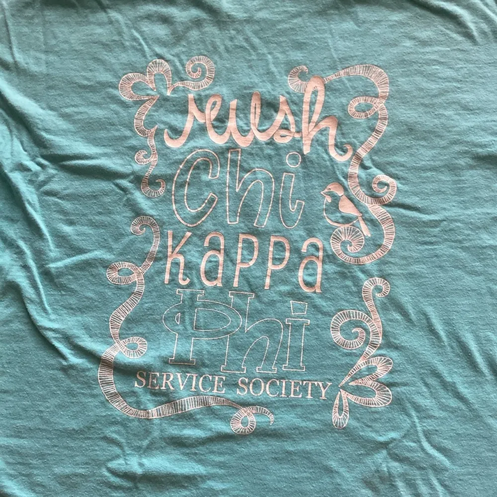 Comfort Colors Chickadees T-Shirt Light Blue Unisex Size Large Rush Chi Kappa - Image 7