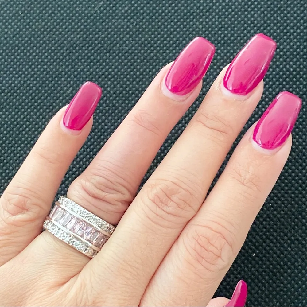 Baguette Paved Ring Pink Silver Size 6 - Image 5
