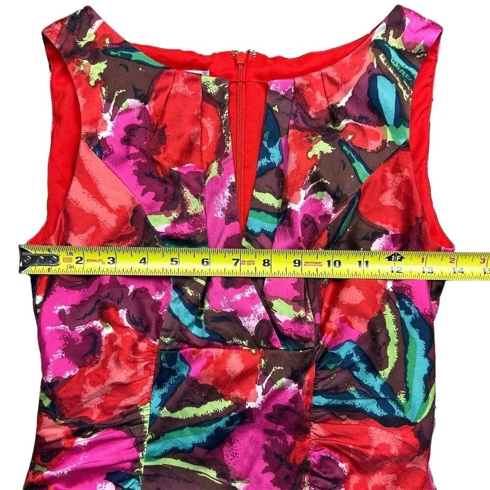 Kay Unger New York Women's Floral Silk Blend Midi Dress Size 2 Vintage - Image 4