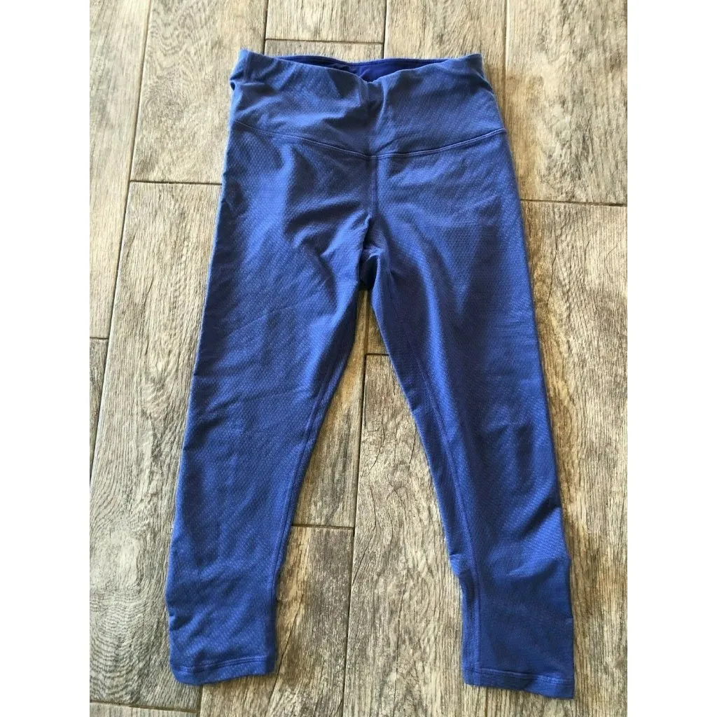 Prana Knicker Misty Crop leggings Small Jacquard Royal blue Ruched yoga‎ Pants - Image 2