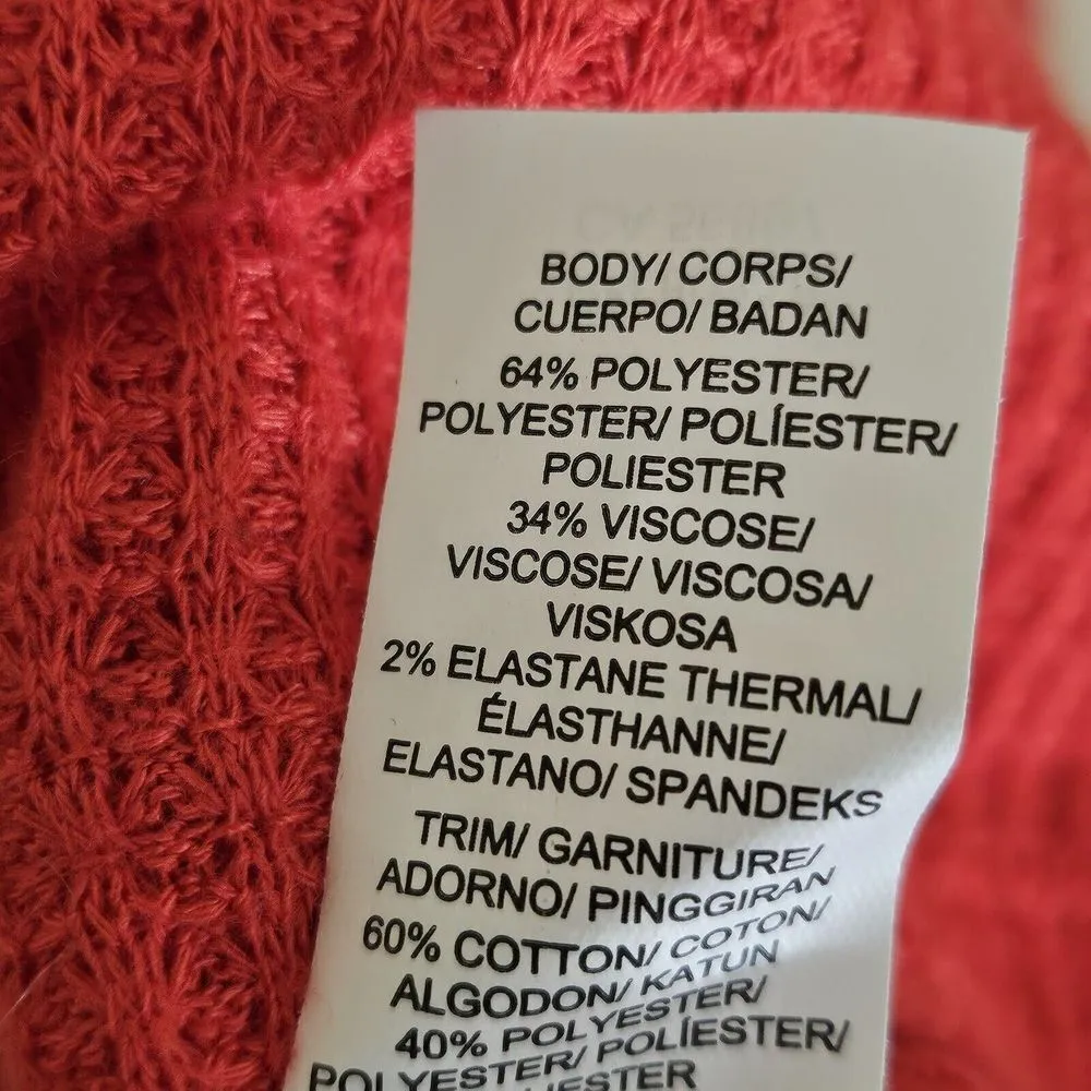 Lucky Brand Ginny Lace Trim Thermal Long Sleeve Top Size S Red Boho - Image 9