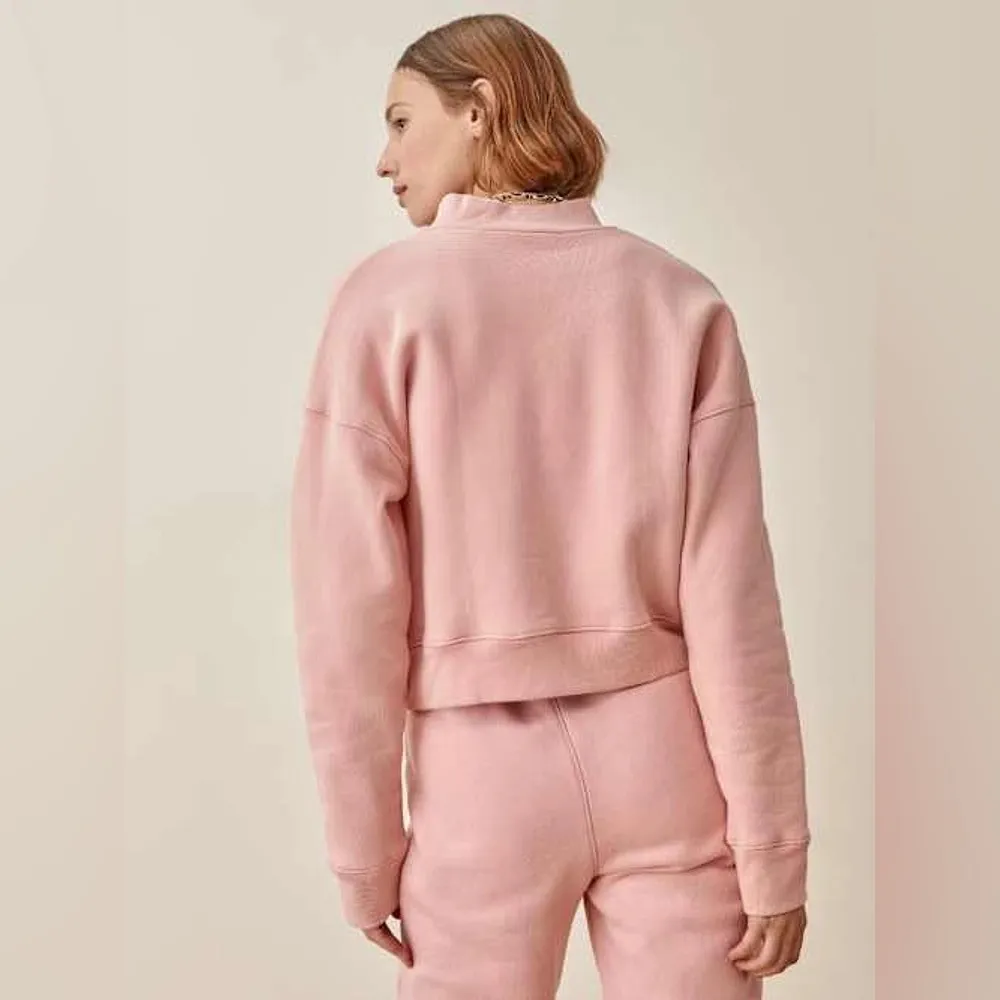 Reformation Marla Button Pullover Sweatshirt in Carnation Pink Size XS Cotton - Image 2