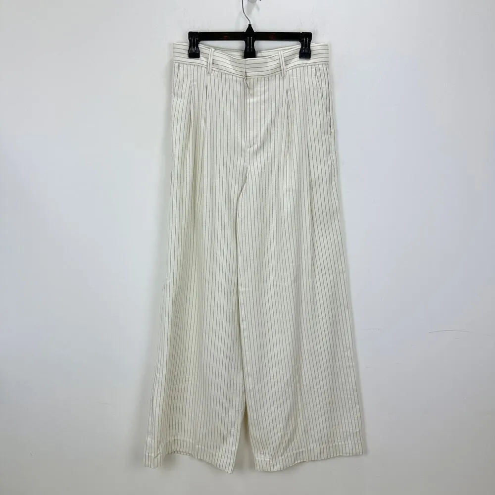 Madewell The Tall Harlow Superwide Leg Trouser Linen Cotton Pinstripe US 2 NWT - Image 7