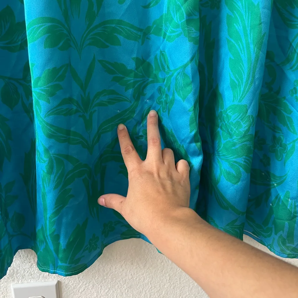 NWT‎ Adrianna Papell Blue Floral Print Smocked Waist Dress Size 14 - Image 9