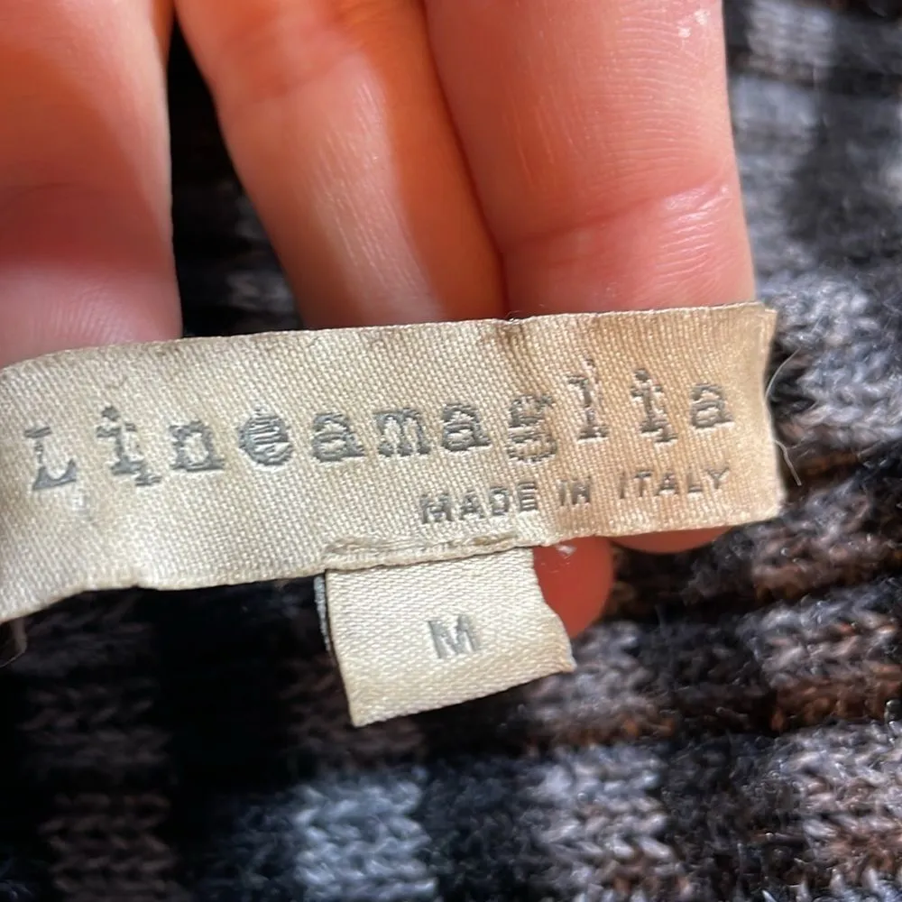 Lineamaglia Sweater Cardigan Waterfall open front Black & Gray Stripes Medium Black - Image 14