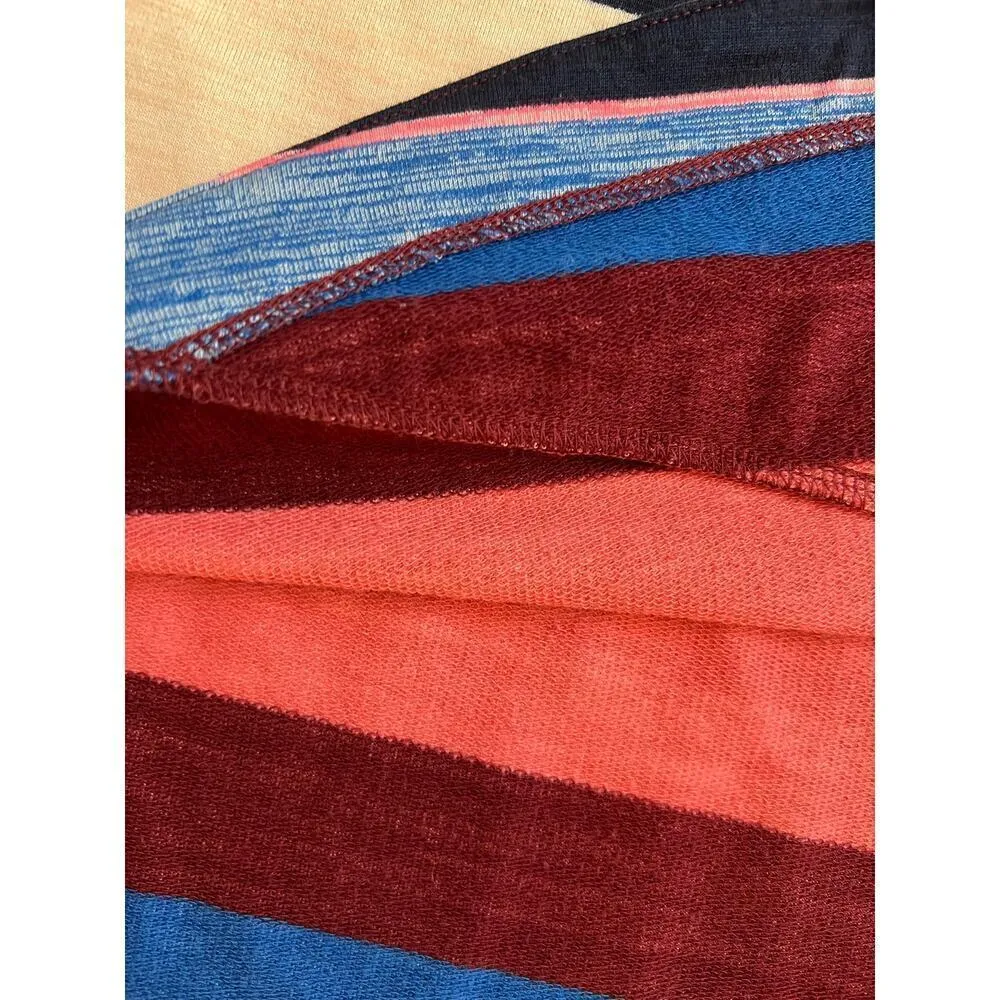 T by Talbots Colorful Striped Crew Zip Neck Elaxed Waist Sweatshirt, Size 3X Pink - Image 10