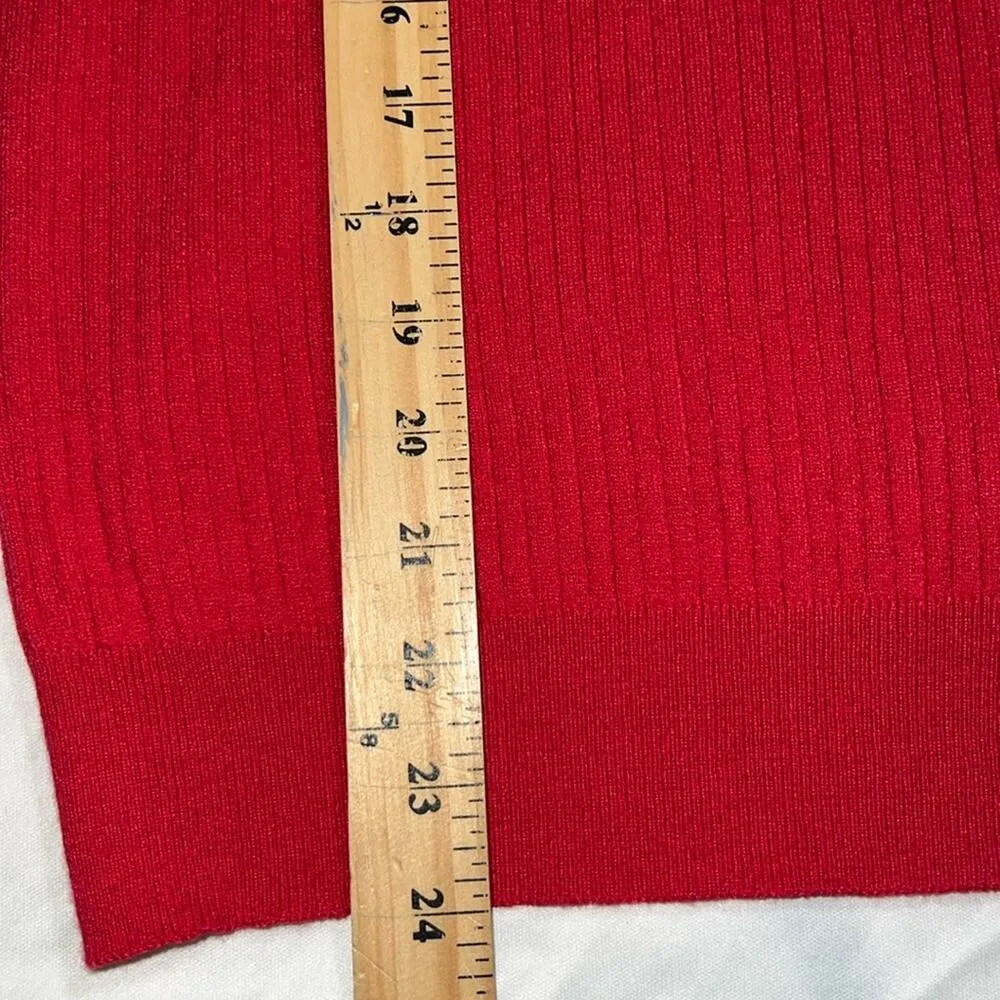 &merci size medium ruffle shoulder rib sweater red modern bubble sleeves stretch - Image 7