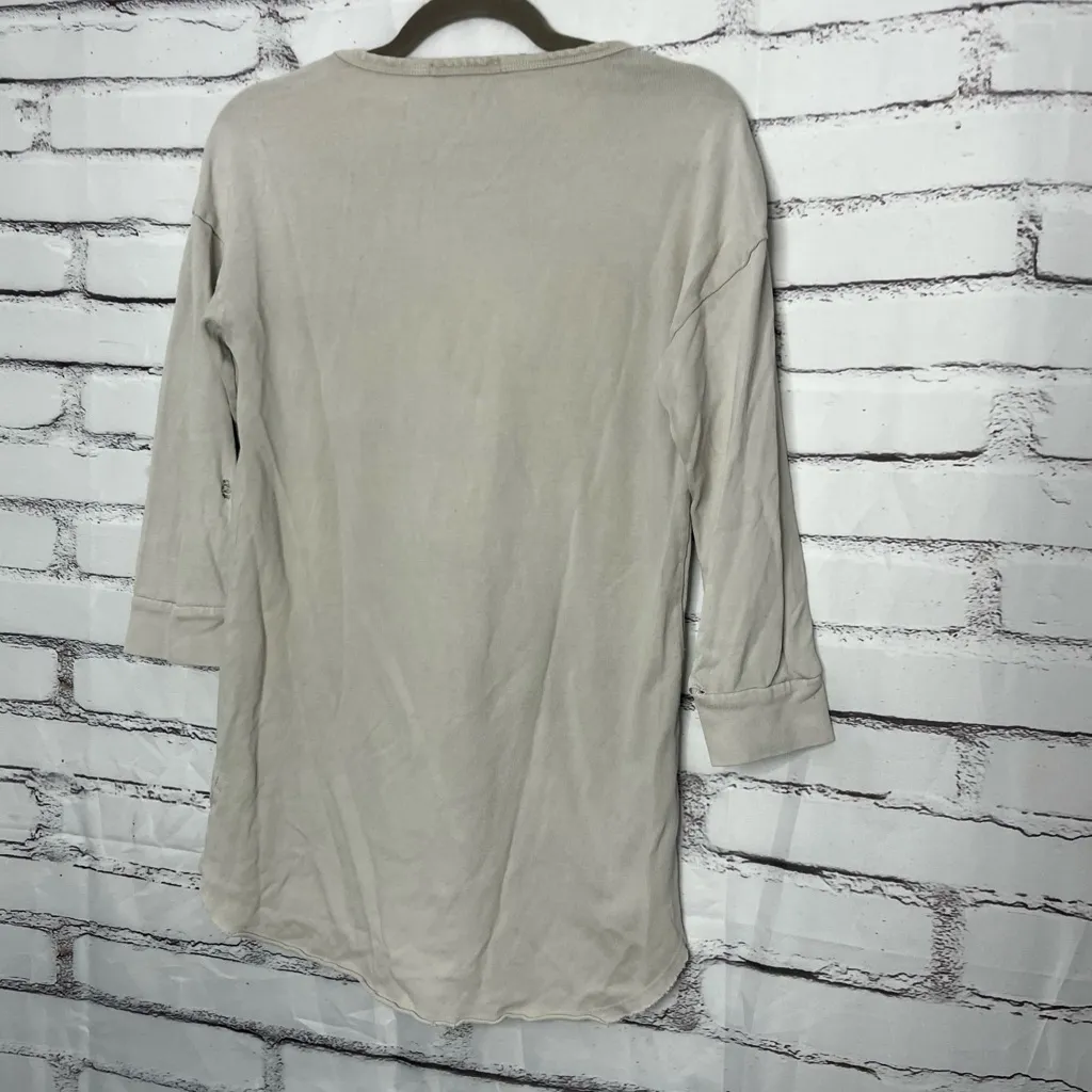Stateside Long Sleeve Tunic Top Beige Women’s Small 100% Cotton Made in USA Y2K - Image 10