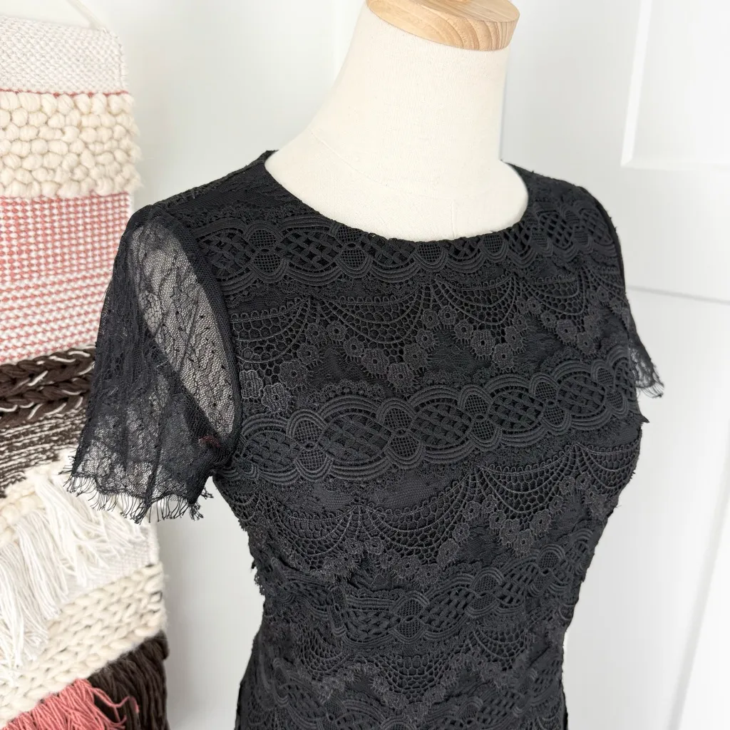 Monique Lhuillier Crochet Lace Trumpet Gown Dress Black Sz 4 NWT - Image 5