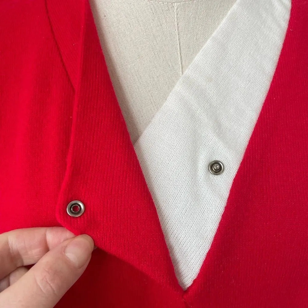 Vintage 70s Knitivo Red Ivory Lightweight Acrylic Sweater S M Size M - Image 3