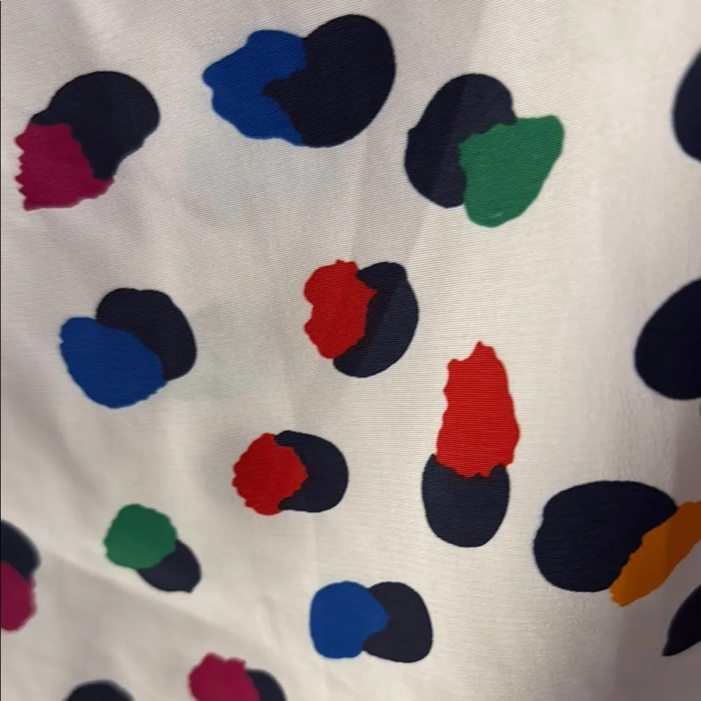 Colorful Polka Dot Blouse Vintage White Size M - Image 3