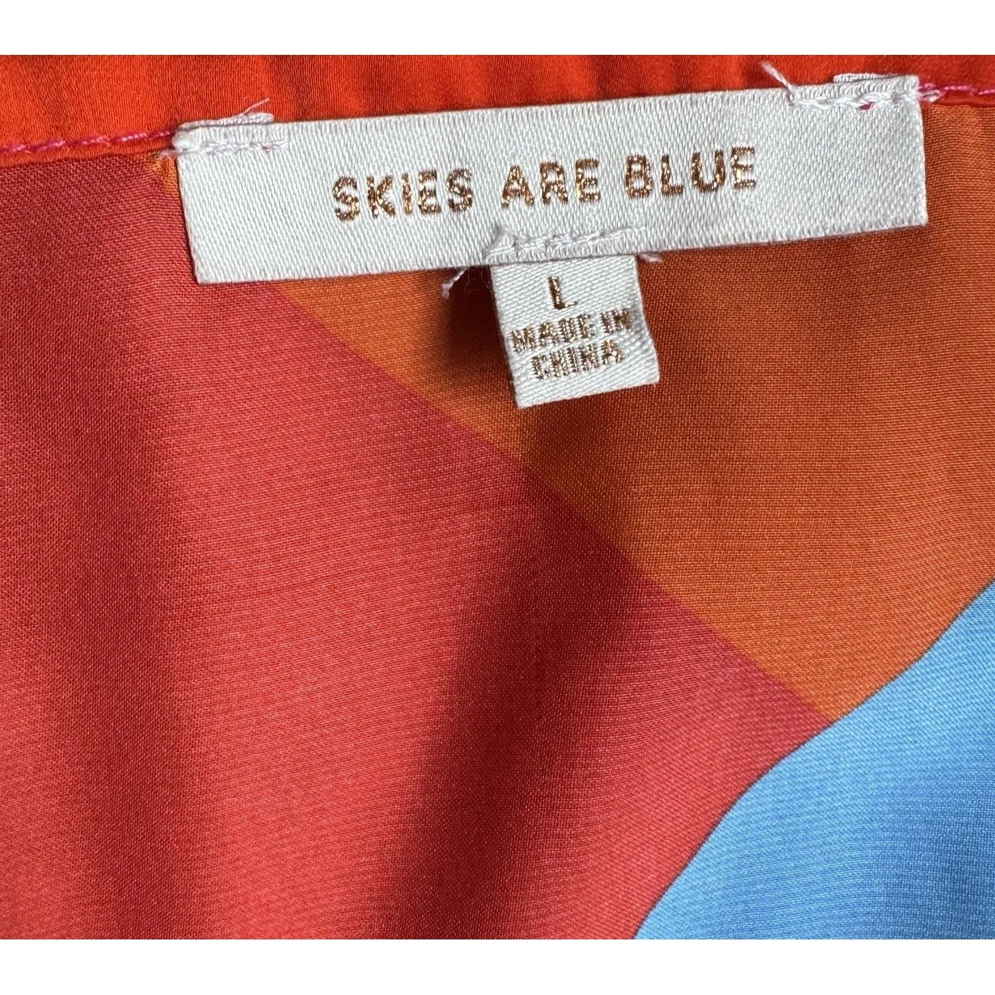 Skies Are Blue Women’s Vibrant Color Block Puffer Sleeve V-neck Peplum Top Sz L - Image 2