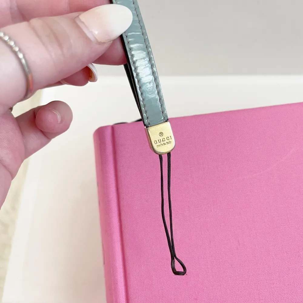 Authentic Gucci Tiffany Blue Patent Leather GG Logo Lanyard / Keychain - Image 13