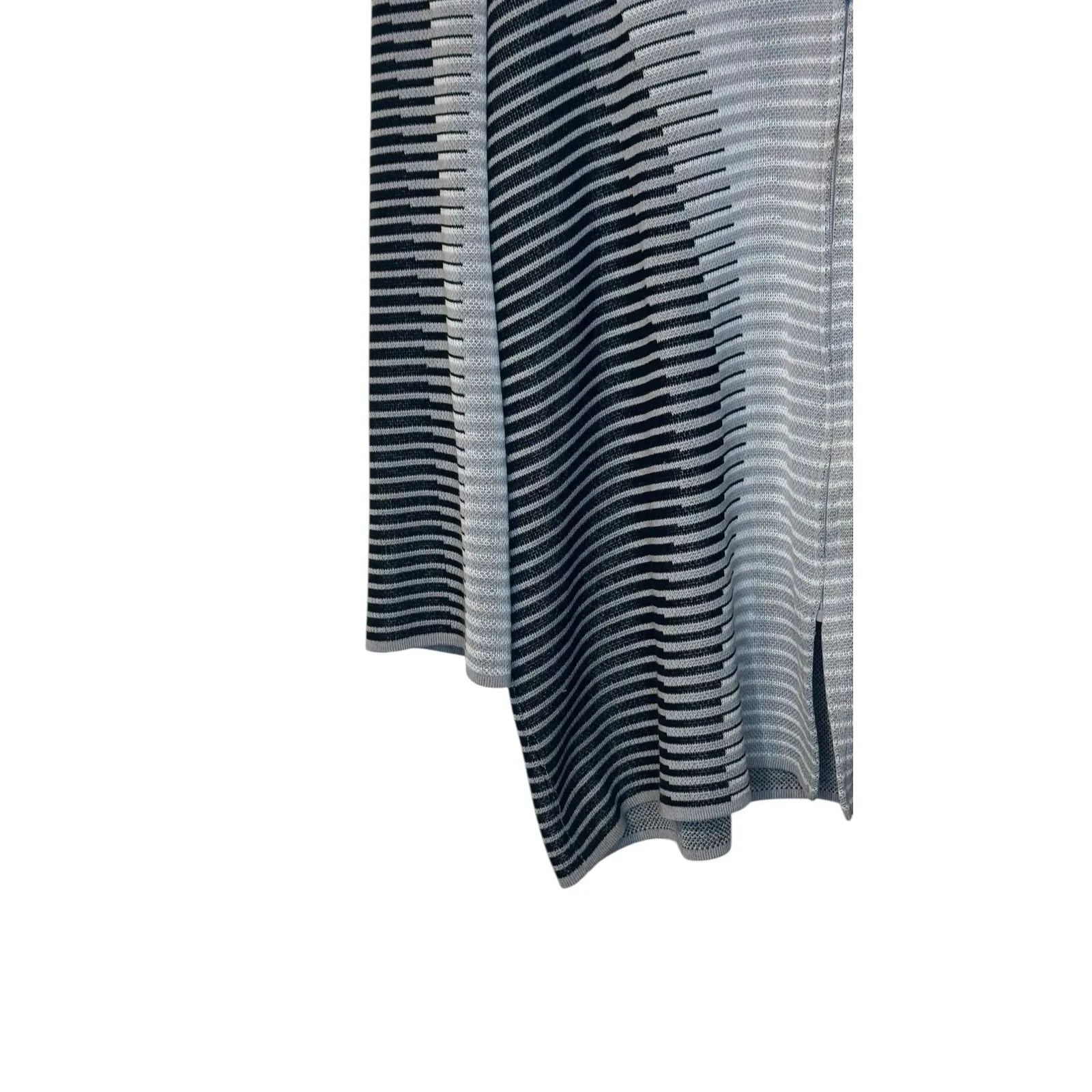 Ming Wang Womens Jacket Acrylic Clasp Full Zip Striped 3/4 Black Gray Sleeve XL - Image 3