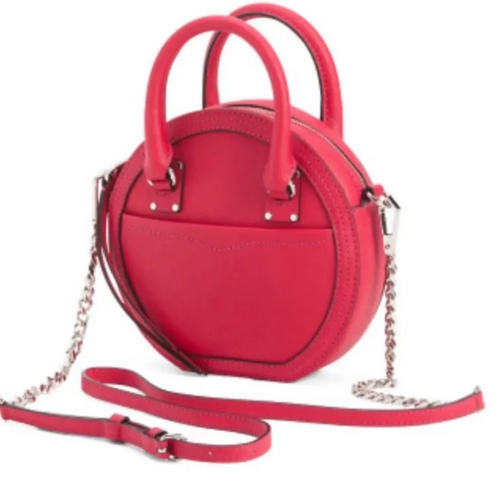 Rebecca Minkoff Bree Circle Bag Crossbody Hot Pink Saffiano Leather NEW - Image 2