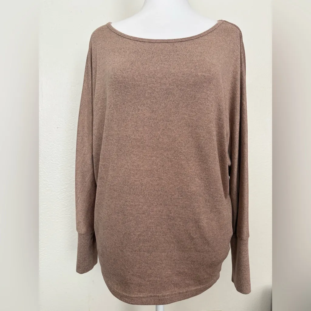 SHEIN LUNE Space Dye Boat Neck Batwing Sleeve Tee Size Small - Image 2