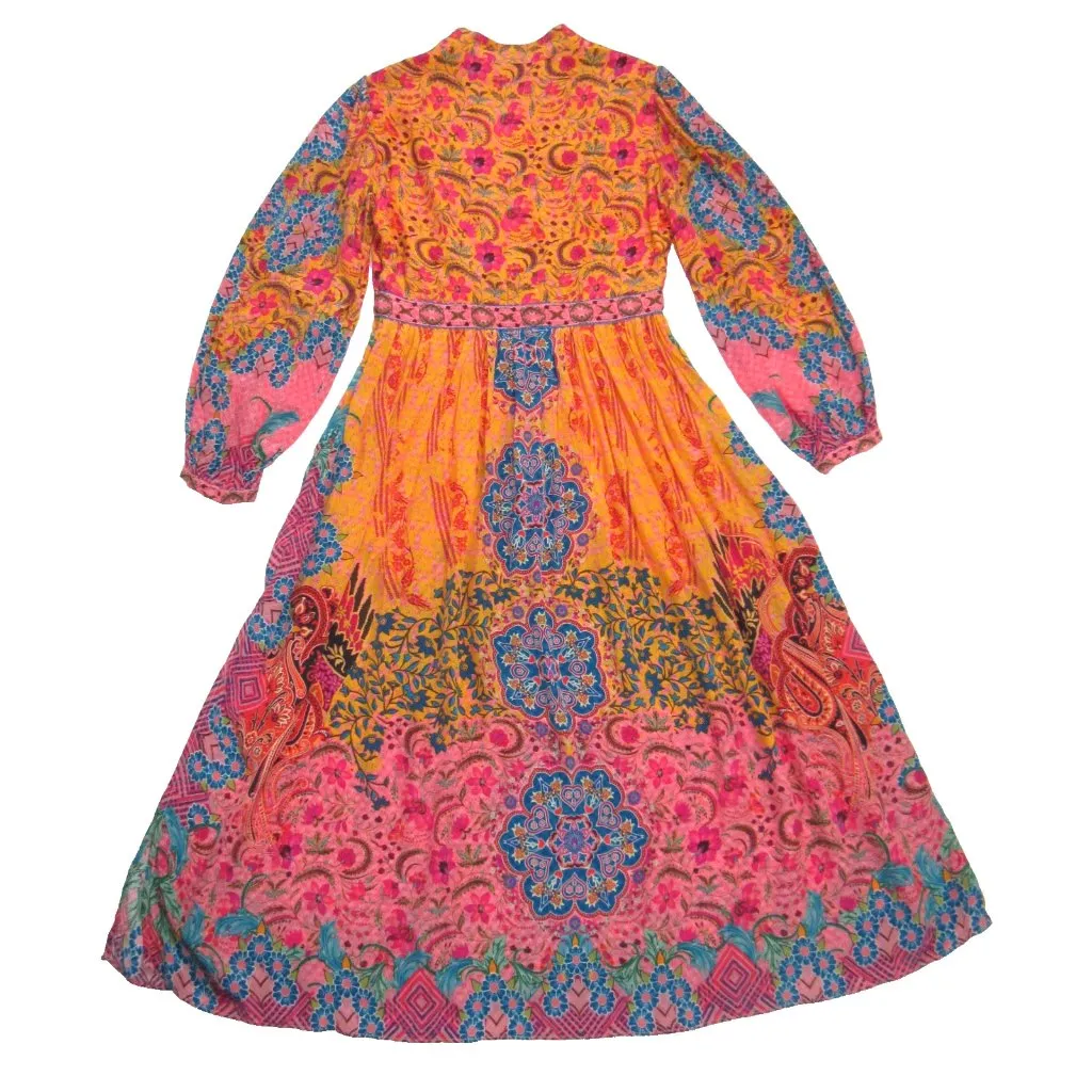 NWT Anthropologie Bhanuni by Jyoti Enchanted Echo Orange Patterned Maxi Dress 6P - Image 6