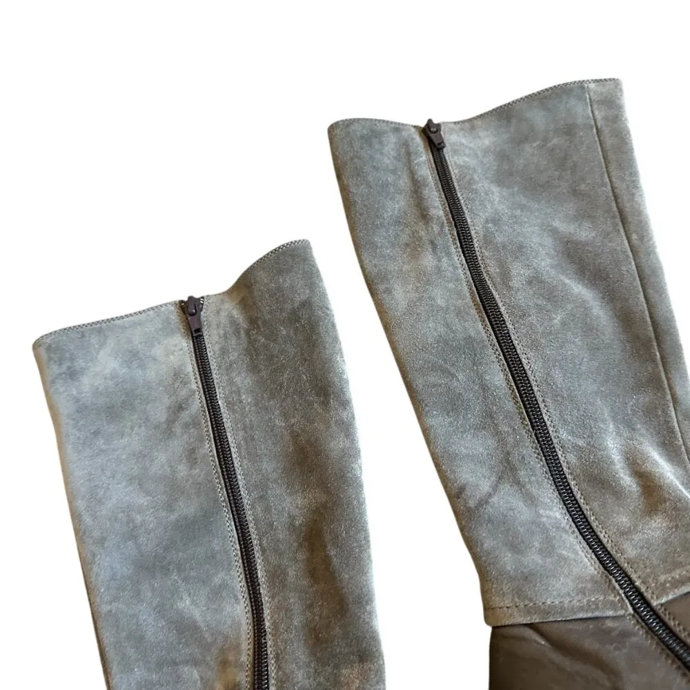 Attilio Giusti Leombruni AGL Grey Leather Suede Boots Tall Buckle Size 36 5.5 Gray - Image 3