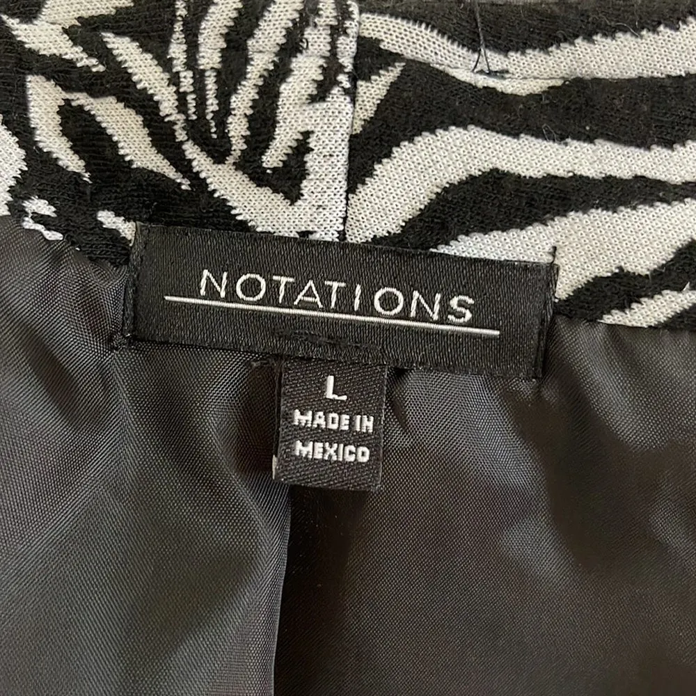 Notations  Suit jacket.  Animal Print. Zebra print.  Size Large. - Image 4
