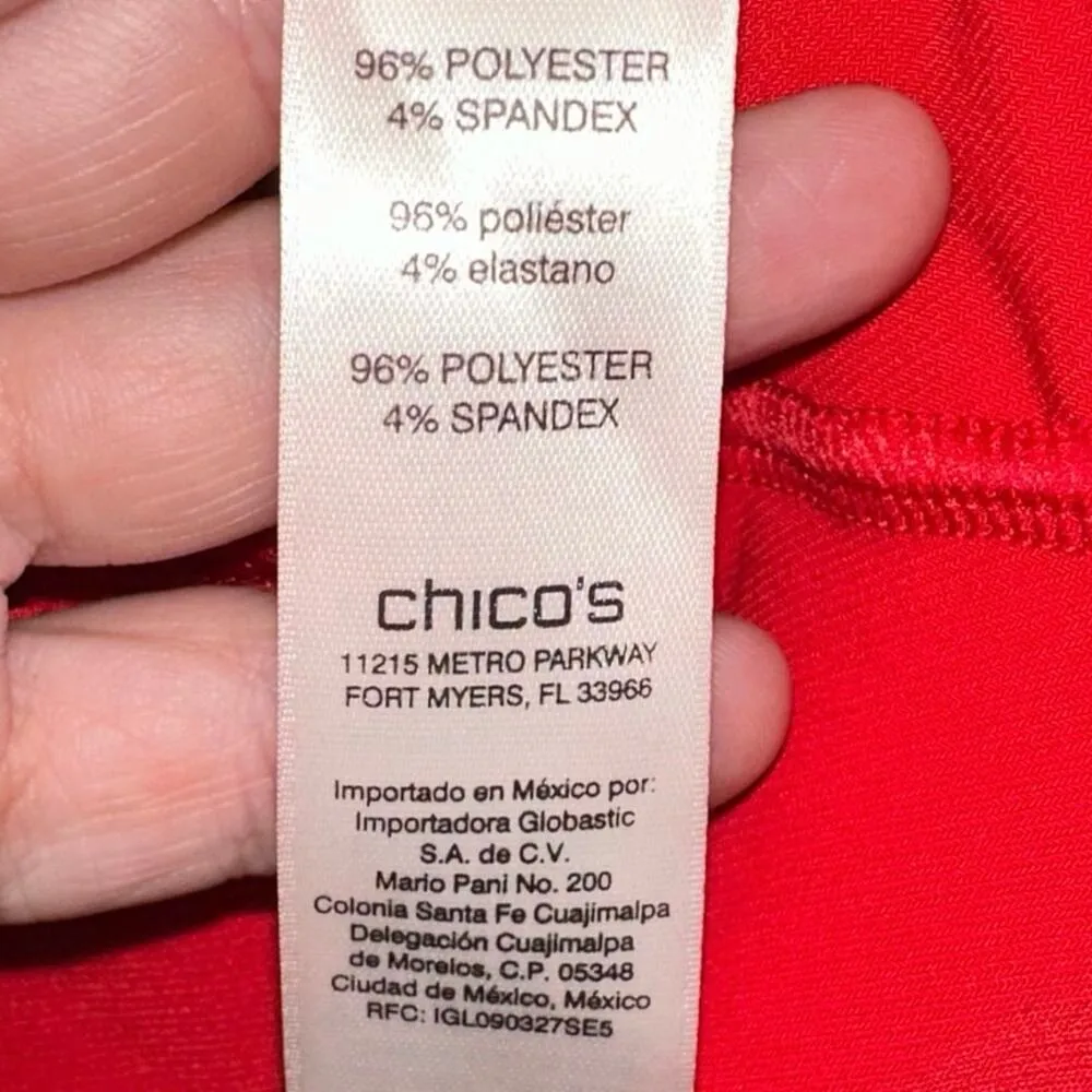 NWT Chico’s Red One Shoulder Ruffle Sleeve Top Blouse Size 1 Size M - Image 4