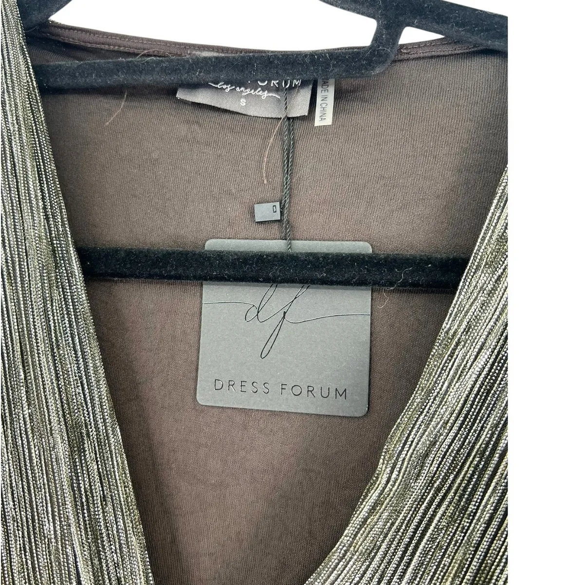 NWT Dress Forum  | S | Dress Misi Metallic Layered Ruffle Glitter V Neck Holiday - Image 3