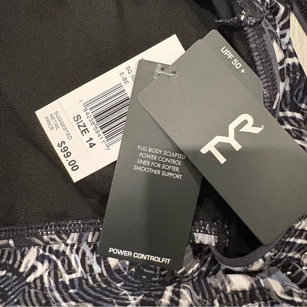 NWT, TYR Quake Durafast Elite Square Neck Controlfit One Piece Swimsuit, Sz 14 Blue - Image 14