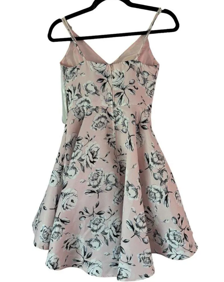 NWT B. Darlin Pink Floral Fit & Flare Puff Skirt 50s Housewife Dress Size 4 - Image 2