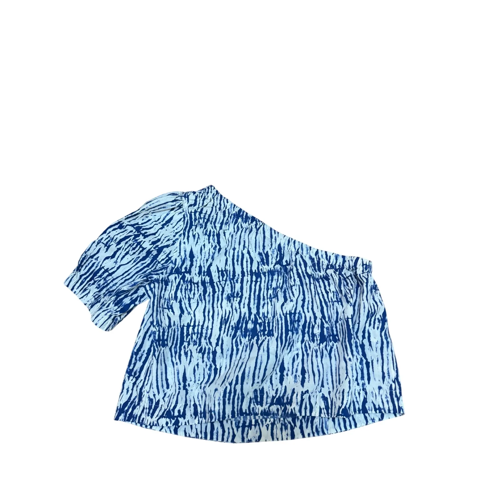 Rails Women's XL Top One Shoulder Blue White Cobalt Shibori Print Blouse - Image 2