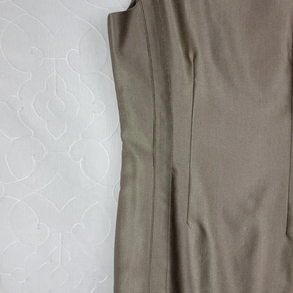 Calvin Klein Dress 8 Taupe Metallic Sleeveless Sheath Lined Career Tailored NEW - Image 10