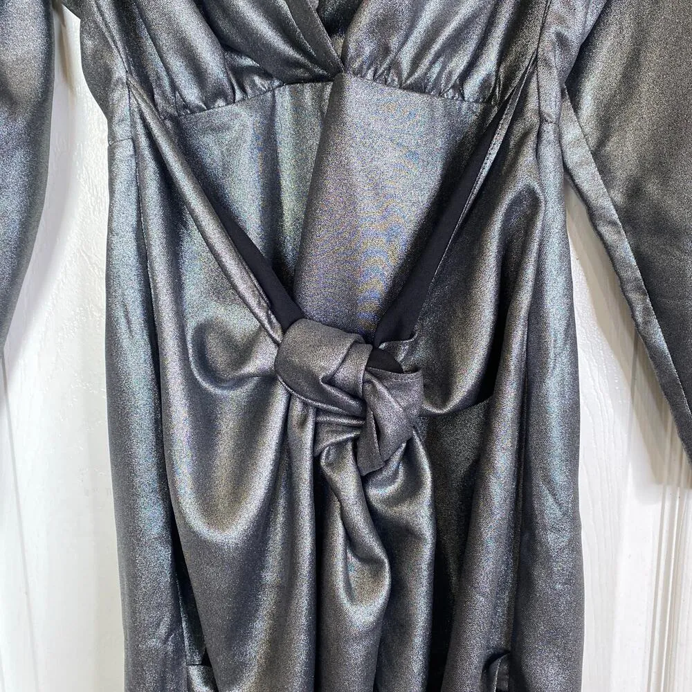 NWT L'Academie The Dore Mini Dress in Silver Size XS Metallic Long Sleeves - Image 10