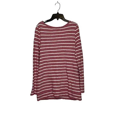 Ann Taylor Loft Womens Sweatshirt Size Medium Red With White Stripes Pockets‎ - Image 5