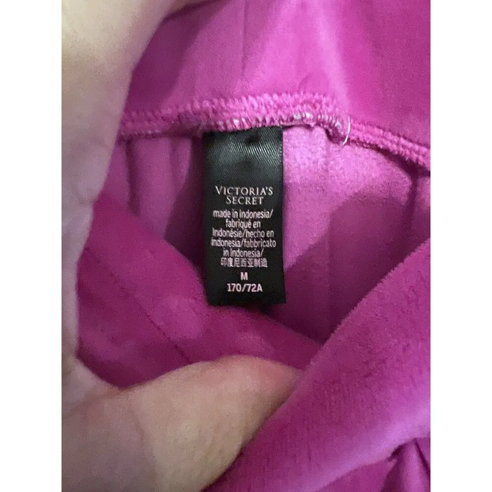 Victoria’s Secret TRACKSUIT SET Velvet Jacket & Jogger Velour Hot Pink Medium - Image 9