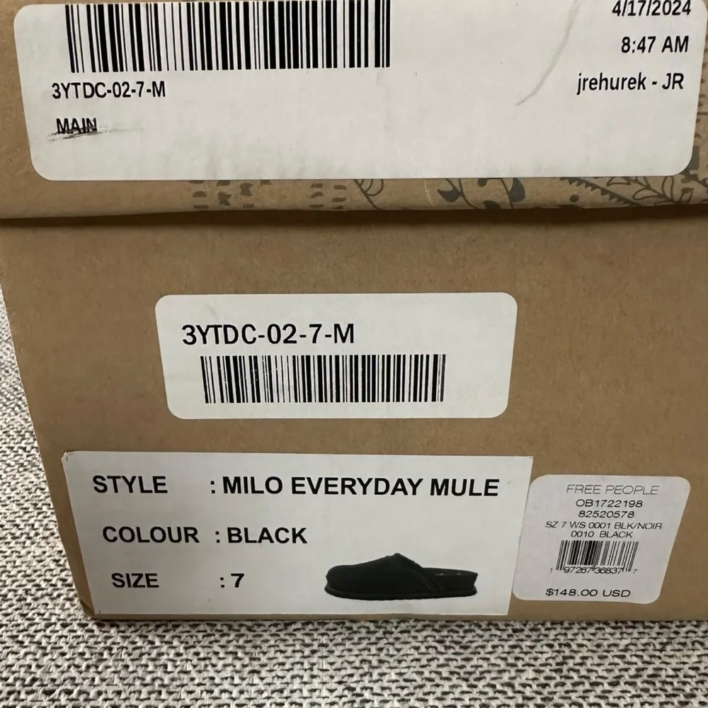 Free People Milo Everyday Mules in Black NIB NEW Suede Leather Chunky Size 7 - Image 12