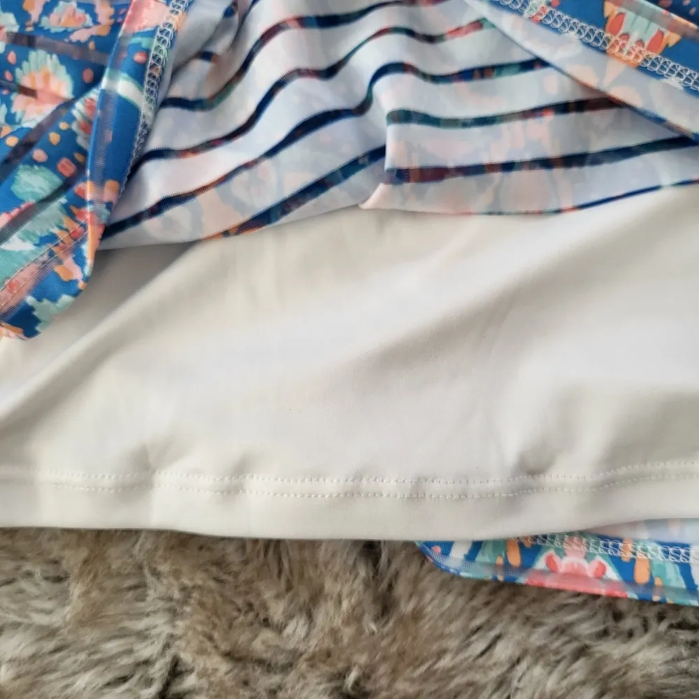 Ruby Rd. 3/4 Sleeve Top Blue & Mesh Stripes Size Medium - Image 9