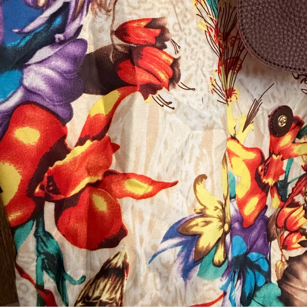 Sharif Foldable Nylon Floral‎ Tote Bag Packable Travel Carryall Beach Errand Bag Red - Image 6