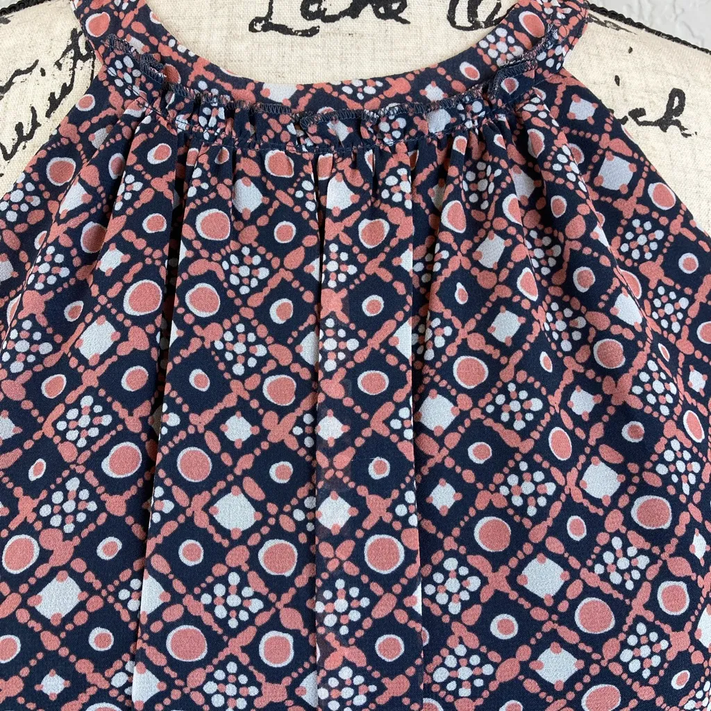 Loft Coral Geometric Halter Sleeveless Sheath Dress A85 - Image 4